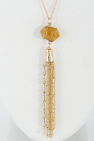 Long Necklace With Tassel And Stone 6EAD2